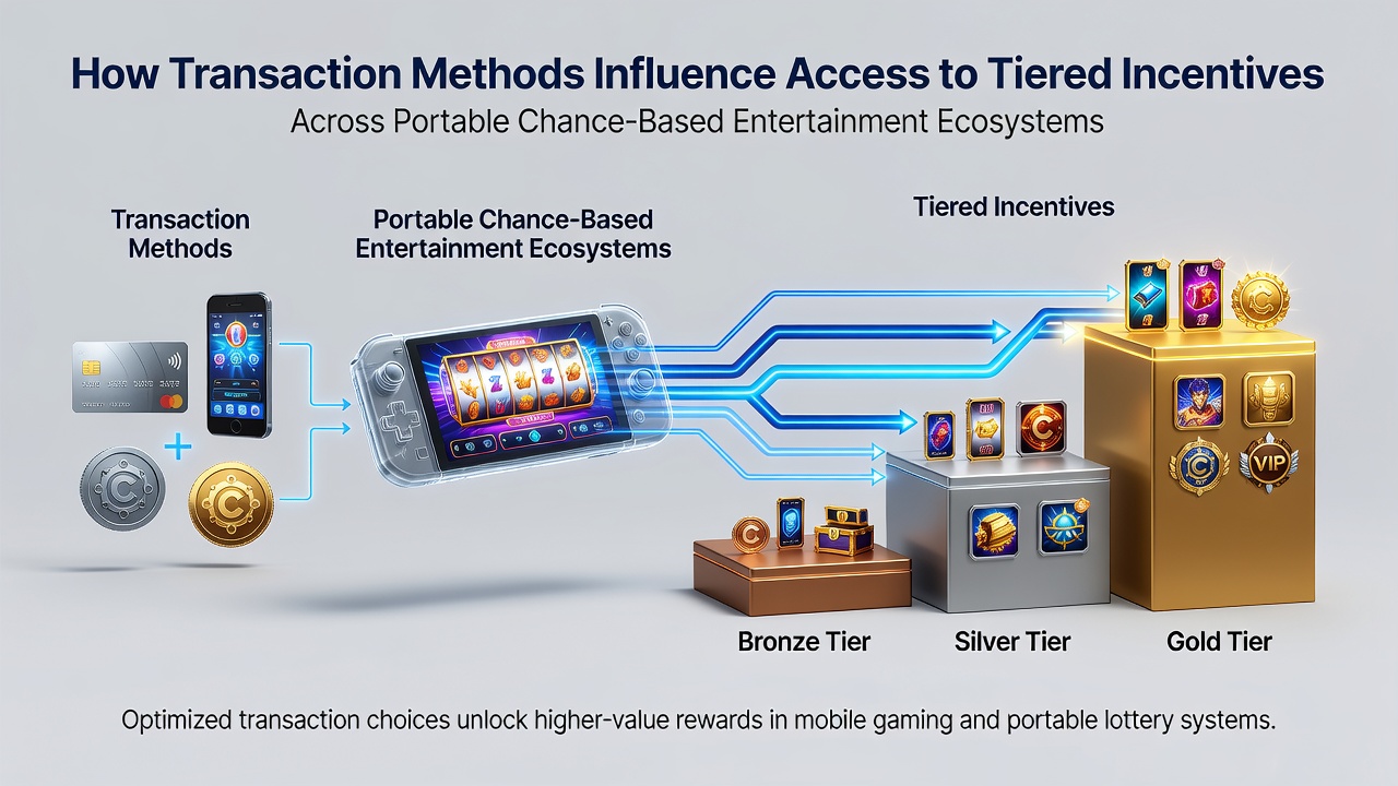 Mobile device displaying various digital payment options alongside tiered reward badges in a gaming app interface