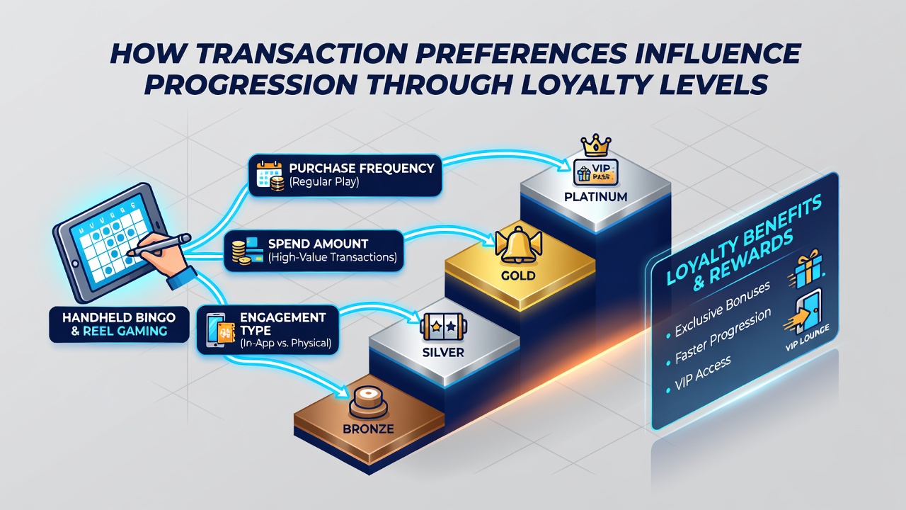 Analytics dashboard showing loyalty tier progression linked to transaction data in gaming apps