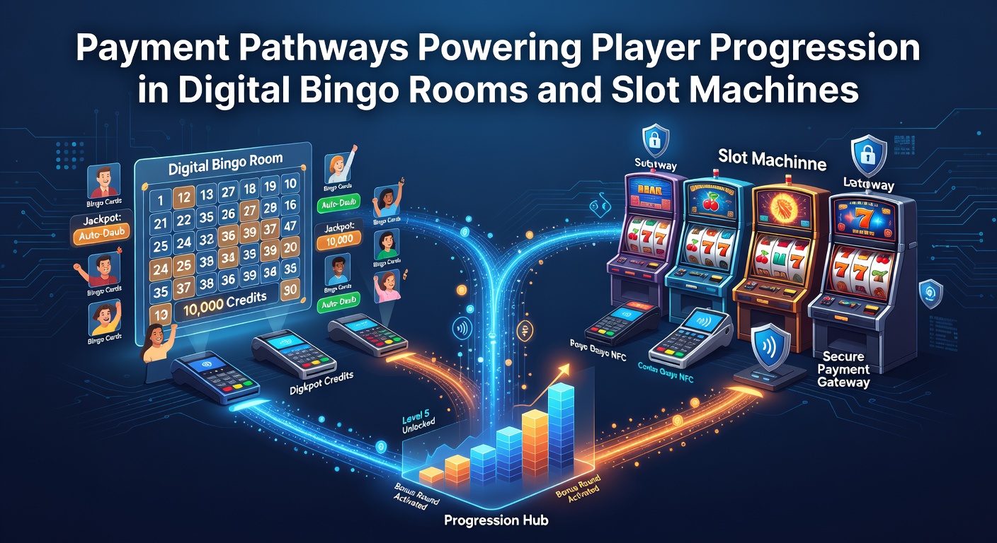 Digital interface showing payment options integrated with bingo and slot progression tracking