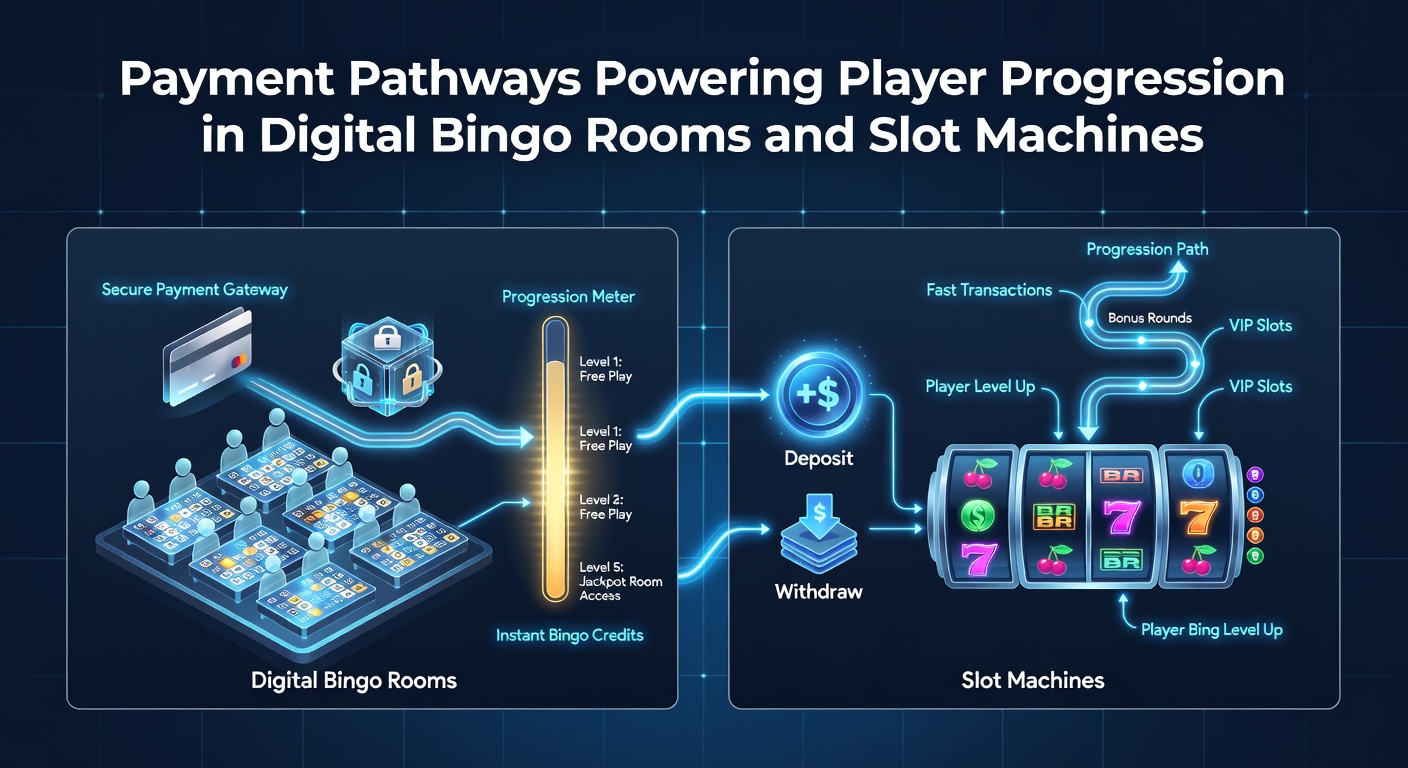 Flow diagram illustrating transaction routes from deposit to loyalty tier advancement in bingo and slot systems