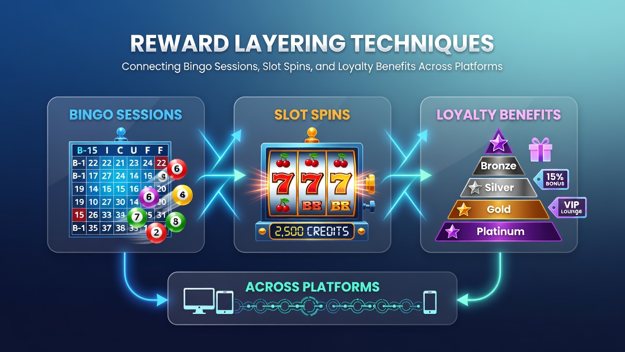 Flowchart illustrating how loyalty tiers update when bingo and slot activity merge across different operator sites