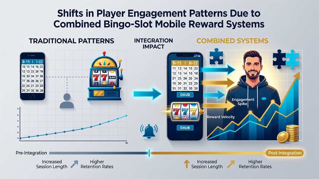 Graph illustrating player engagement shifts across bingo and slot features over several months
