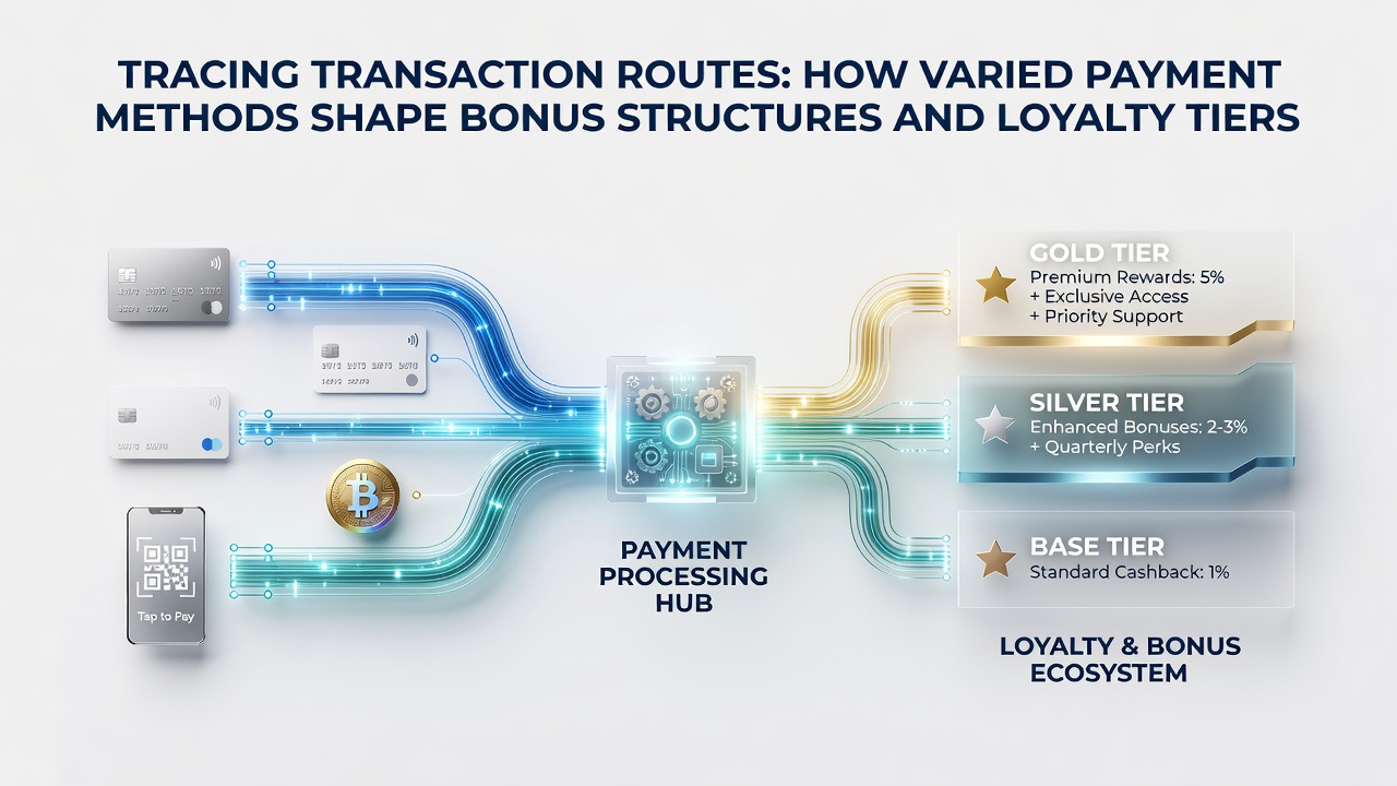 Screenshot of a loyalty tier dashboard displaying bonus percentages and point multipliers for different payment methods in bingo and slots